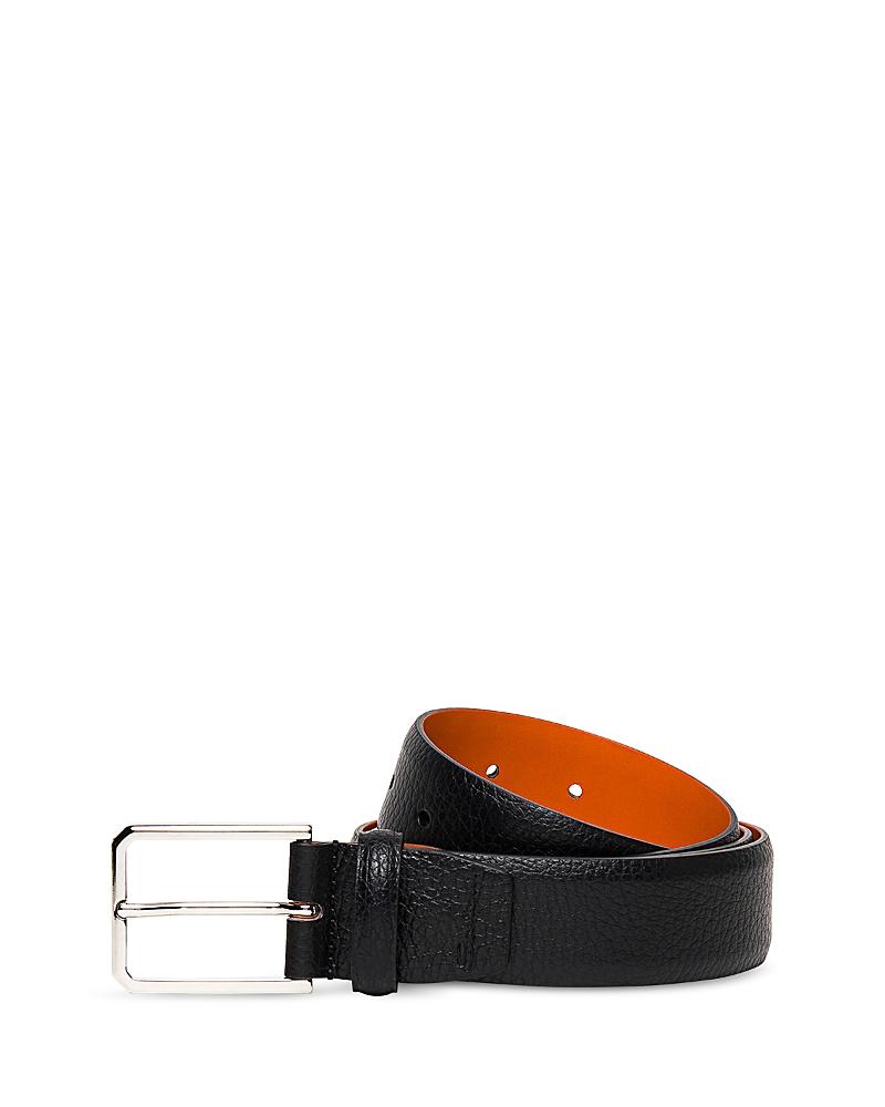 Mens Rectangle Buckle Grained Leather Belt Product Image