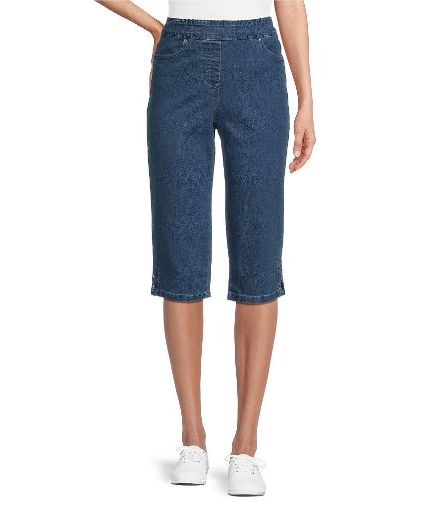Allison Daley Side Slit Pull-On Stretch Denim Skimmer Capri Pants Product Image