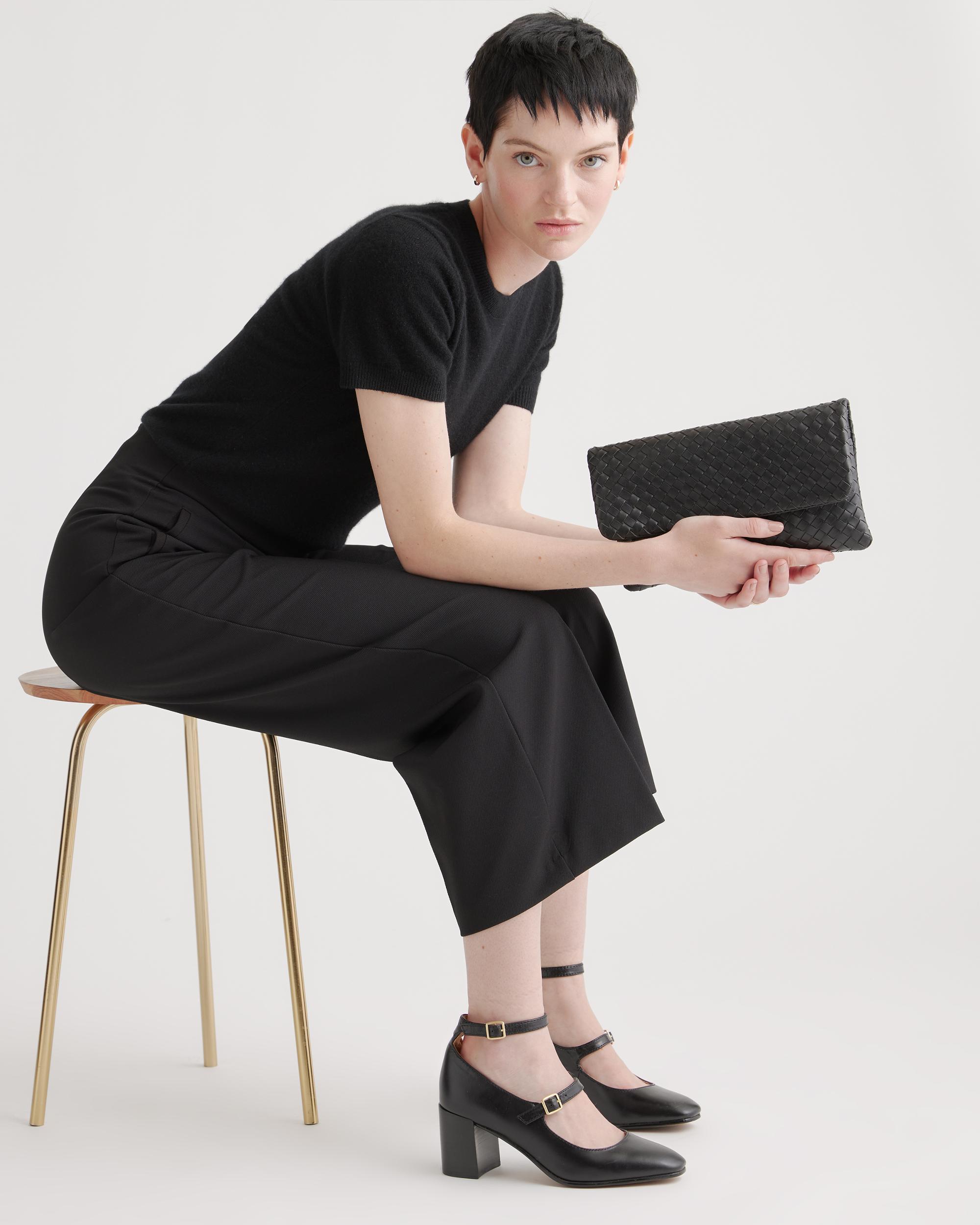 Quince | Women's Italian Leather Handwoven Convertible Clutch Product Image