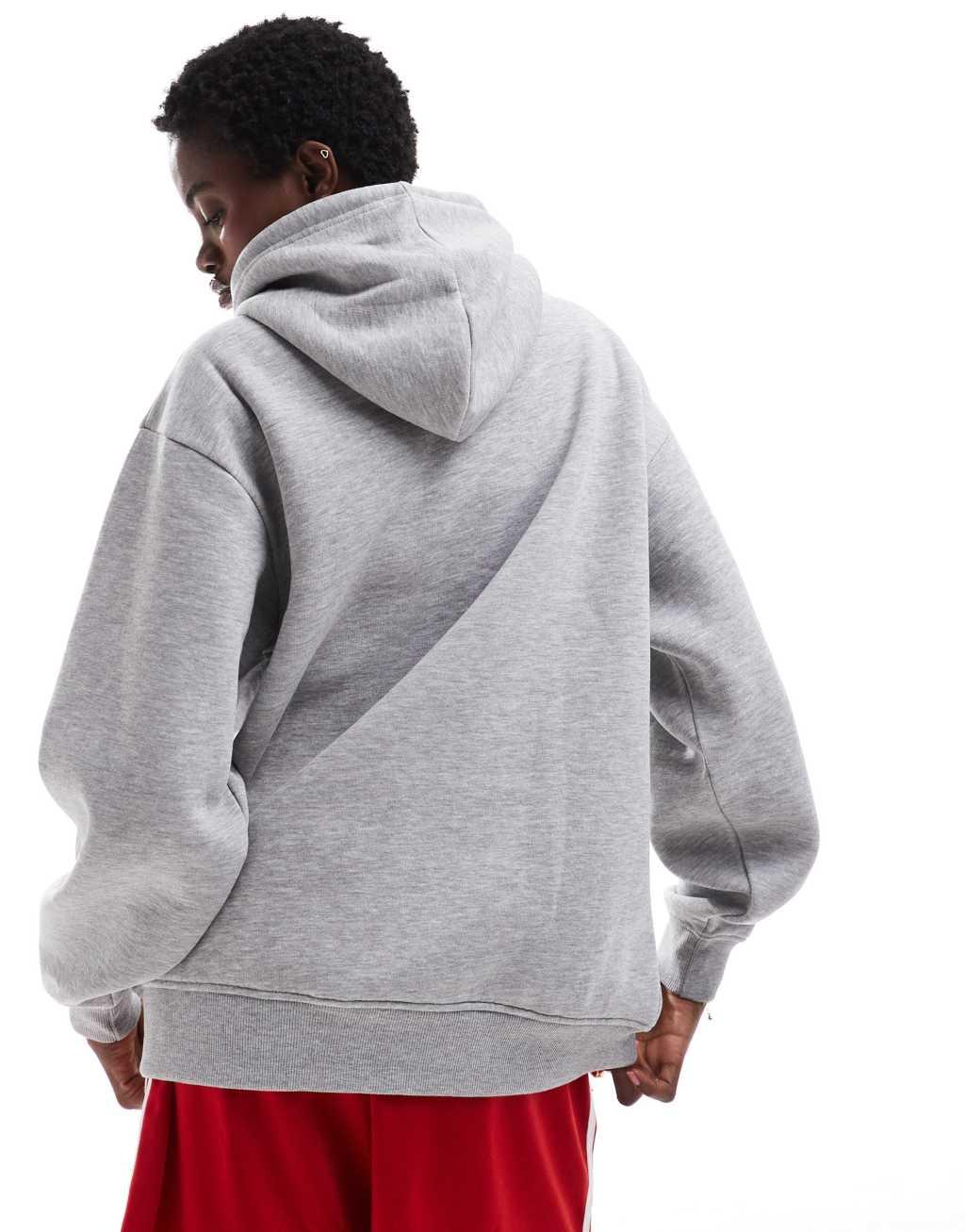 Daisy Street oversized hoodie in heather gray with flag embroidery Product Image