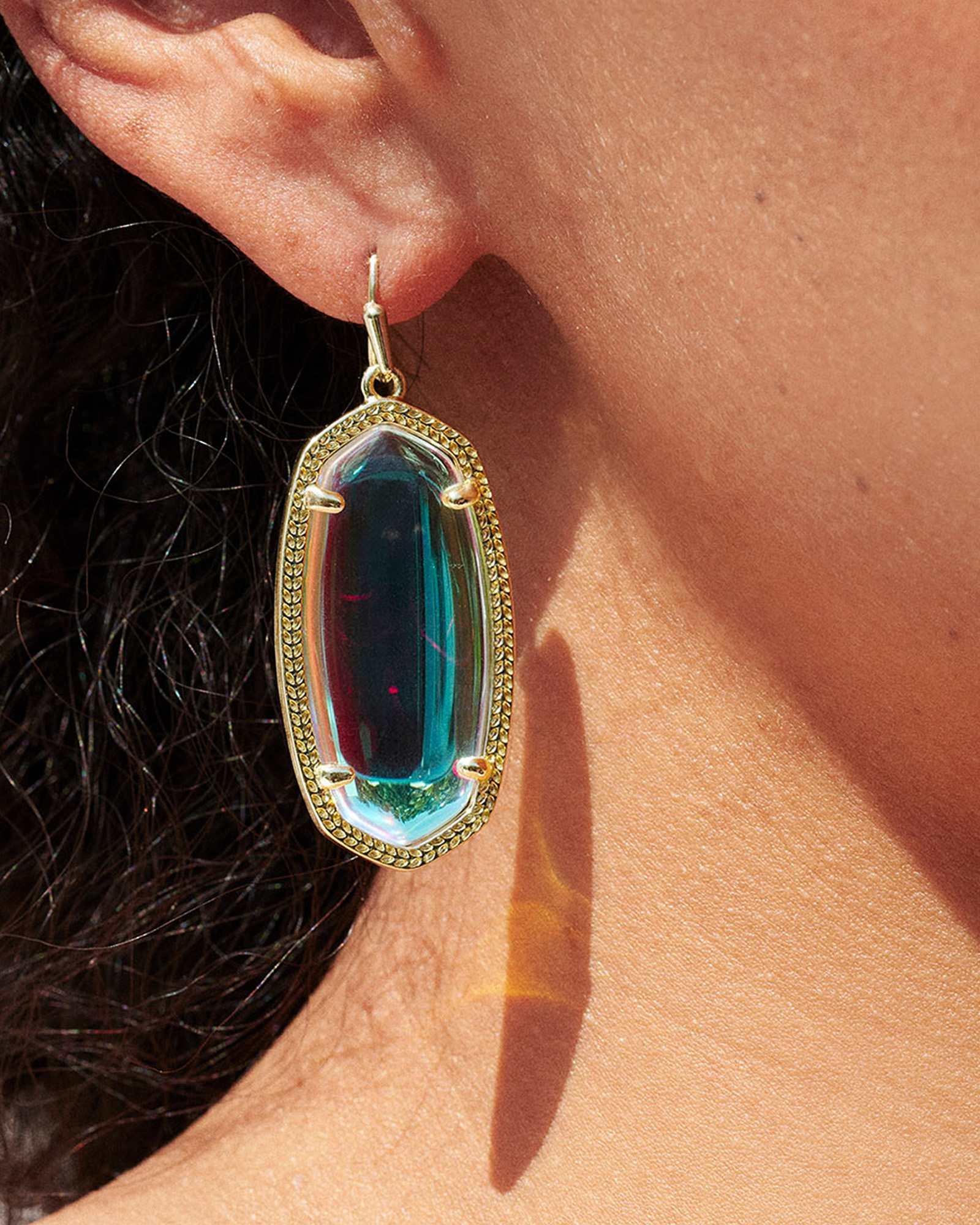 Elle Gold Drop Earrings in Dichroic Glass Product Image