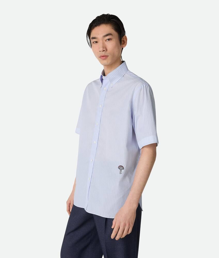 Men's Stripe Cotton Poplin Shirt in White/blue Product Image