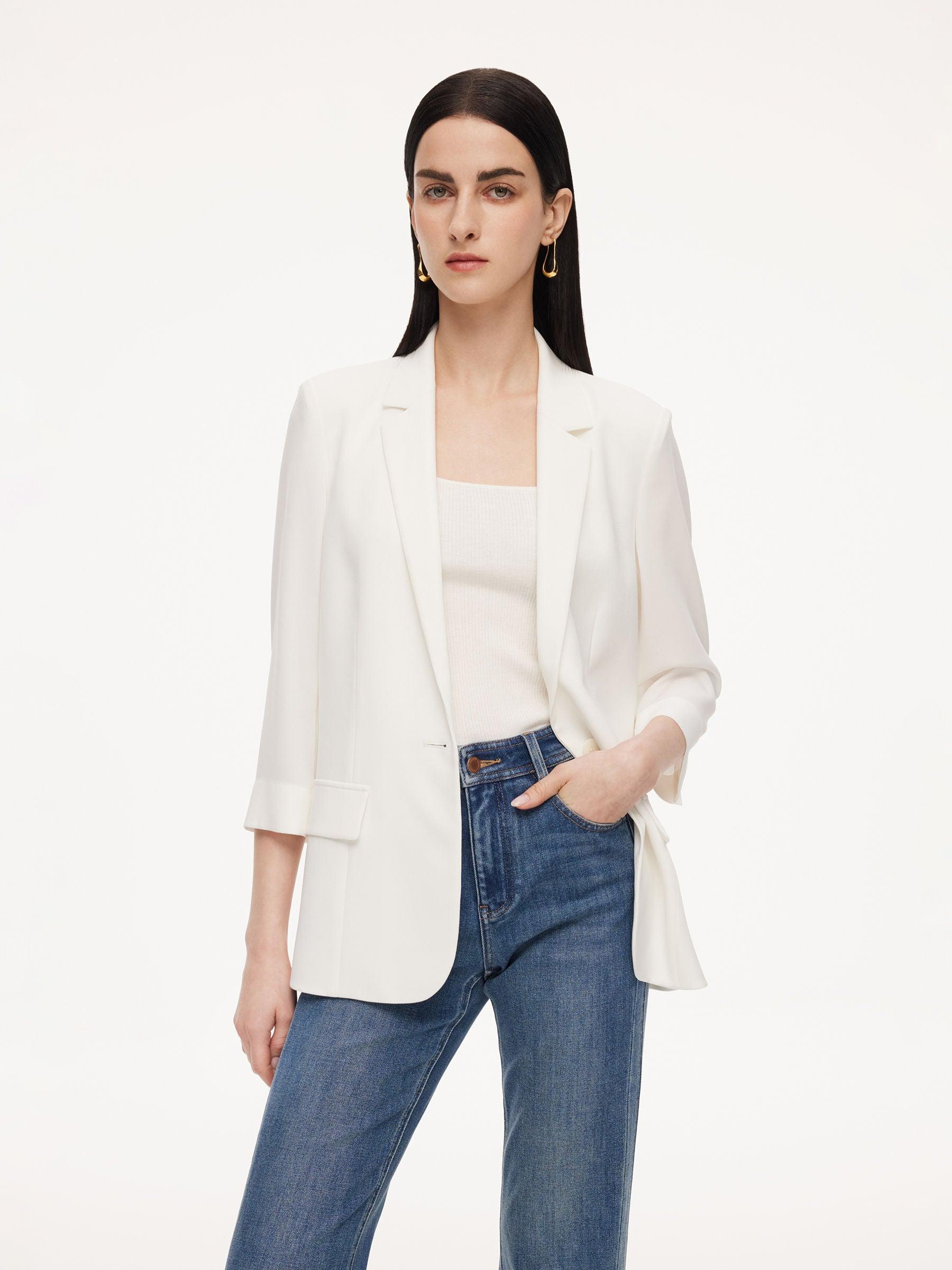 Acetate Blend Slim Fit Women Blazer Product Image