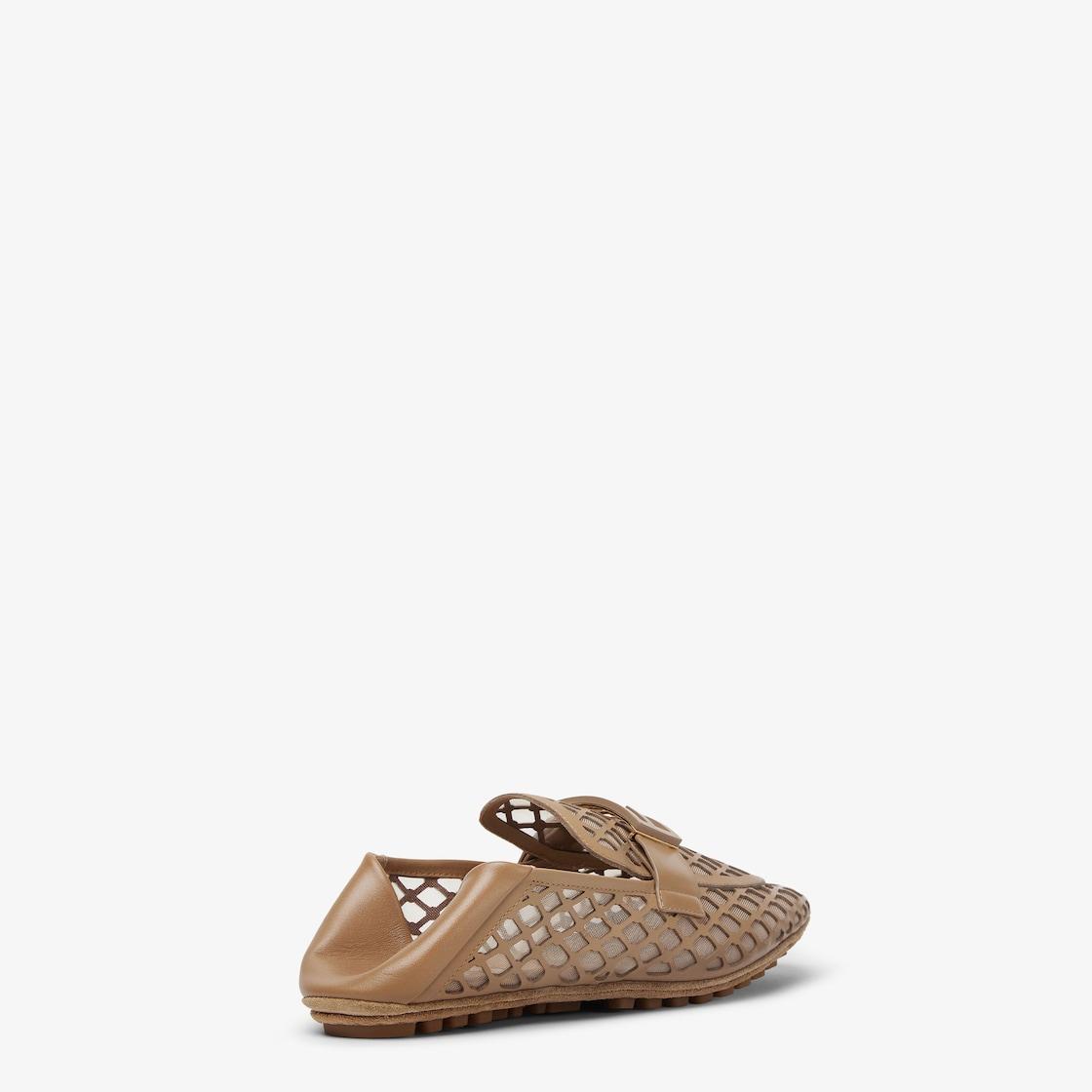 BaguetteBeige perforated leather loafers Product Image