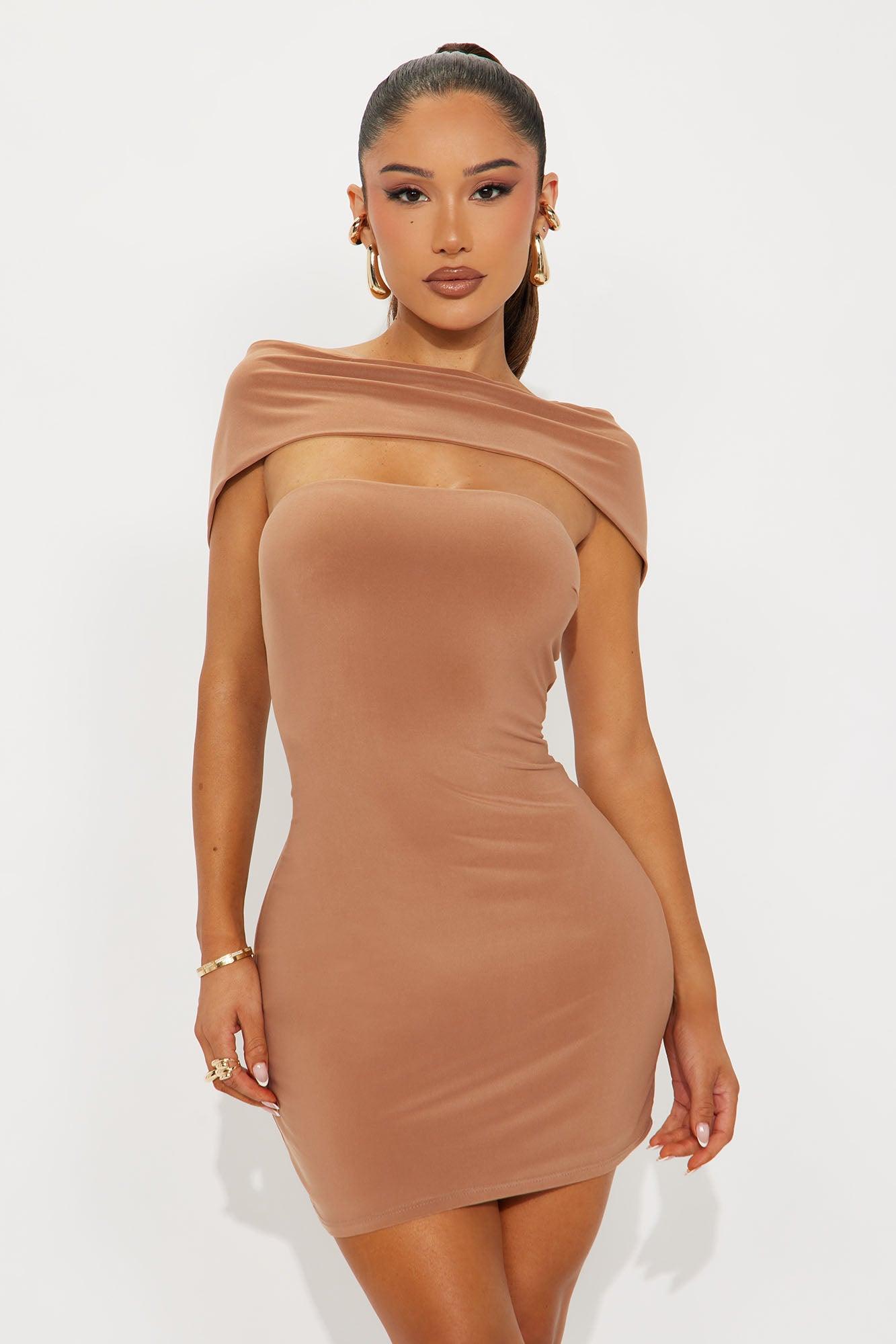 Quinn Short Sleeve Mini Dress - Mocha Female Product Image