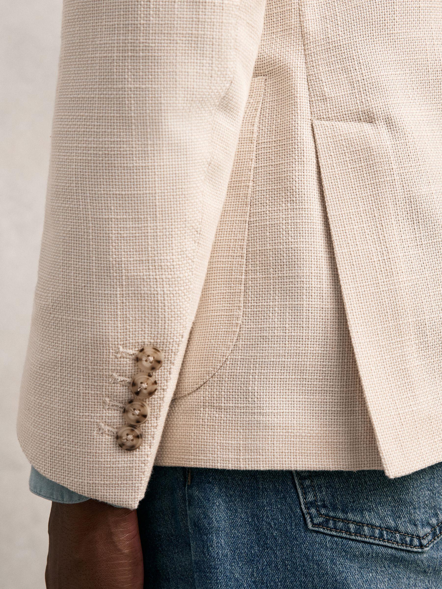 Slim Fit Single Breasted Textured Blazer with Cotton in Stone Product Image
