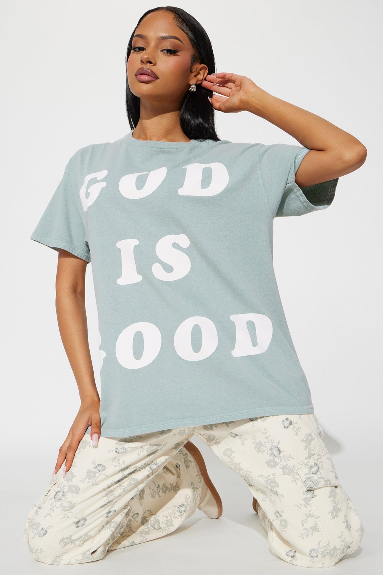 God Is Good All The Time Washed Oversized Tee - Sage Product Image