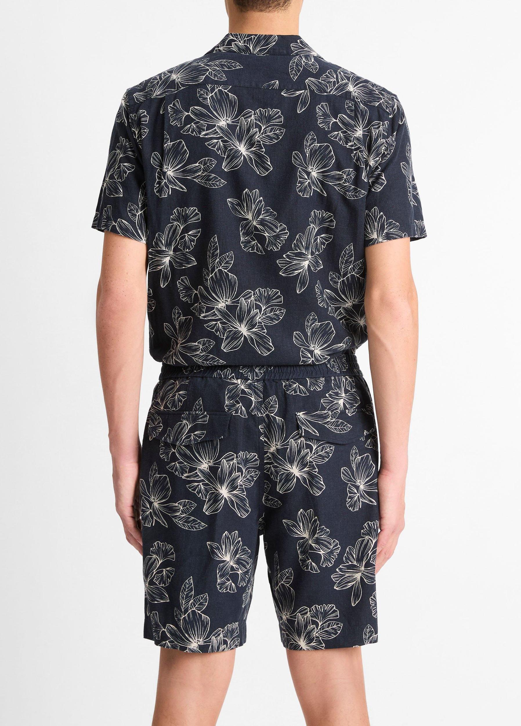 Line Floral Linen-Blend Beach Short Product Image