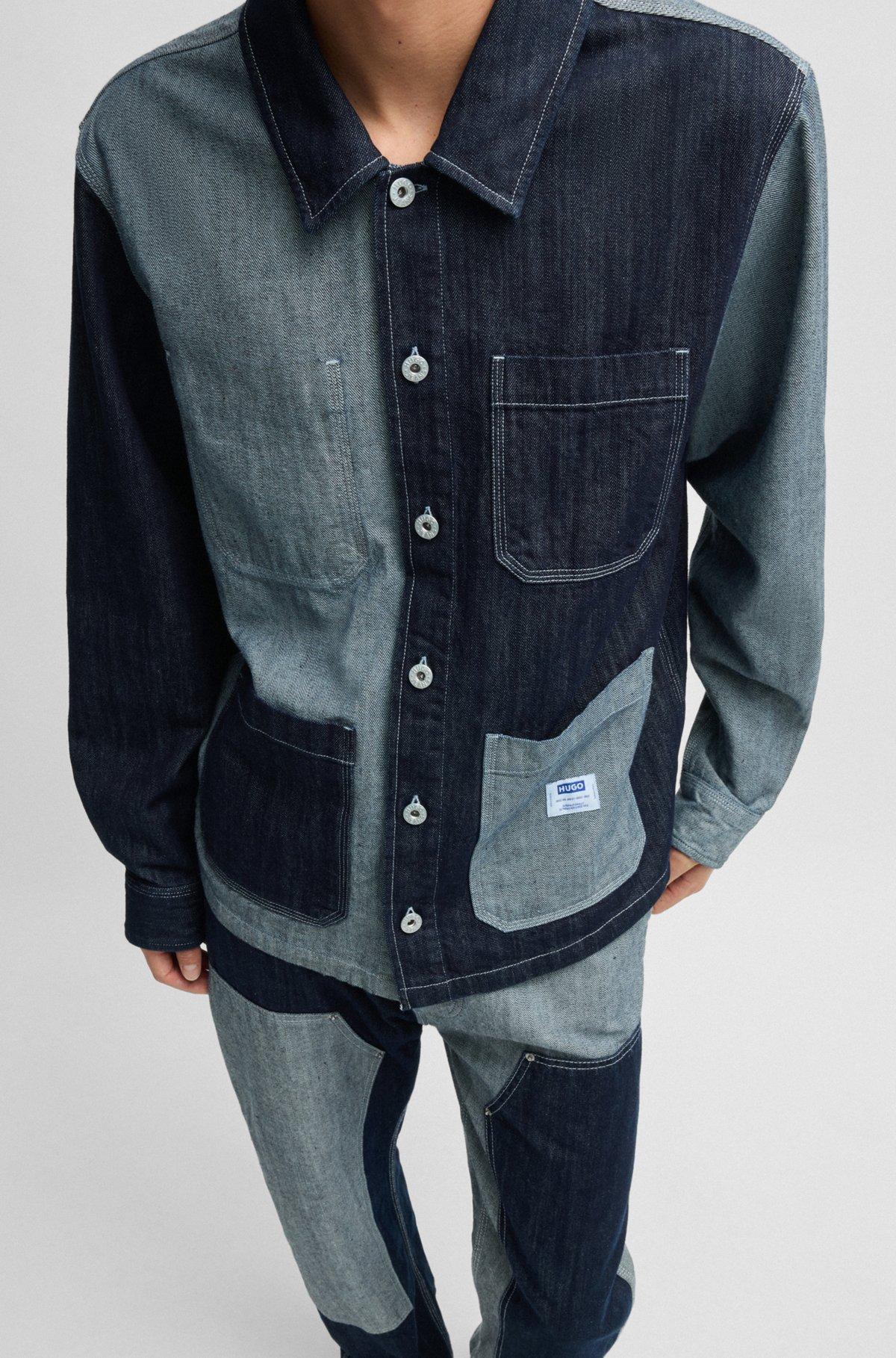 Relaxed-fit overshirt in mixed denims Product Image