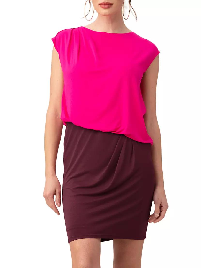 Womens 5th Avenue Colorblocked Blouson Minidress Product Image