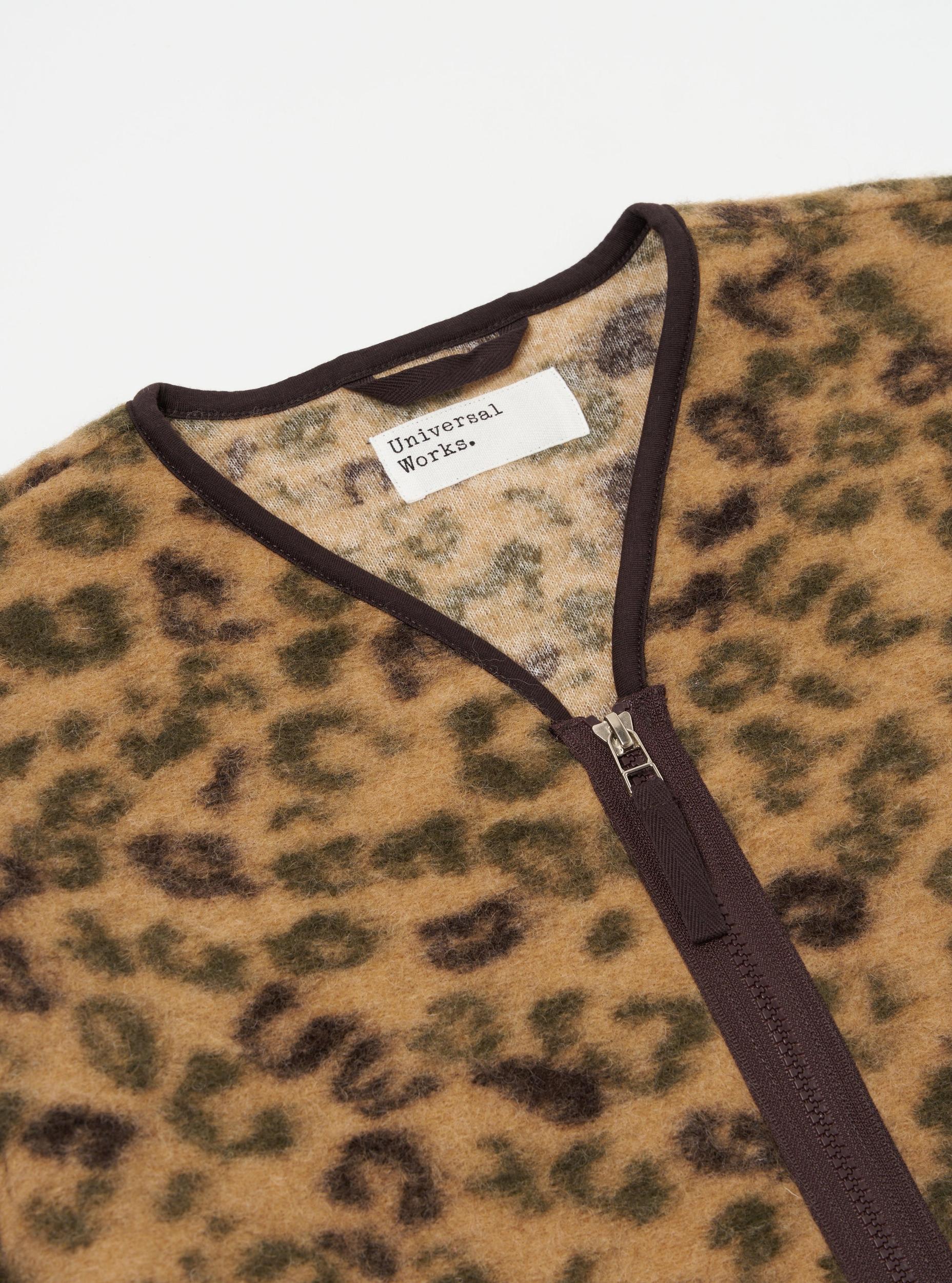 Universal Works Zip Liner Jacket in Camo Leopard Fleece Product Image