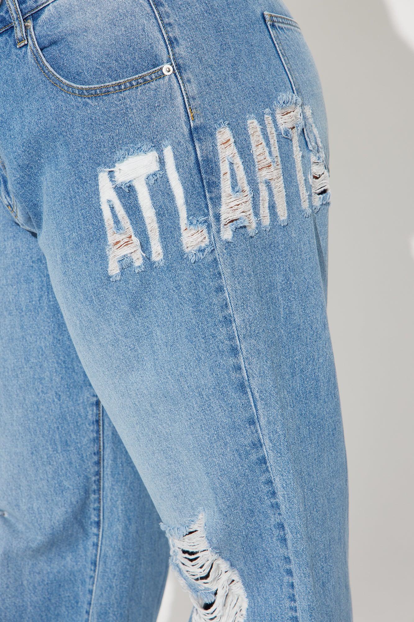 Hometown Honey Atlanta Ripped Baggy Jeans - Medium Wash Product Image