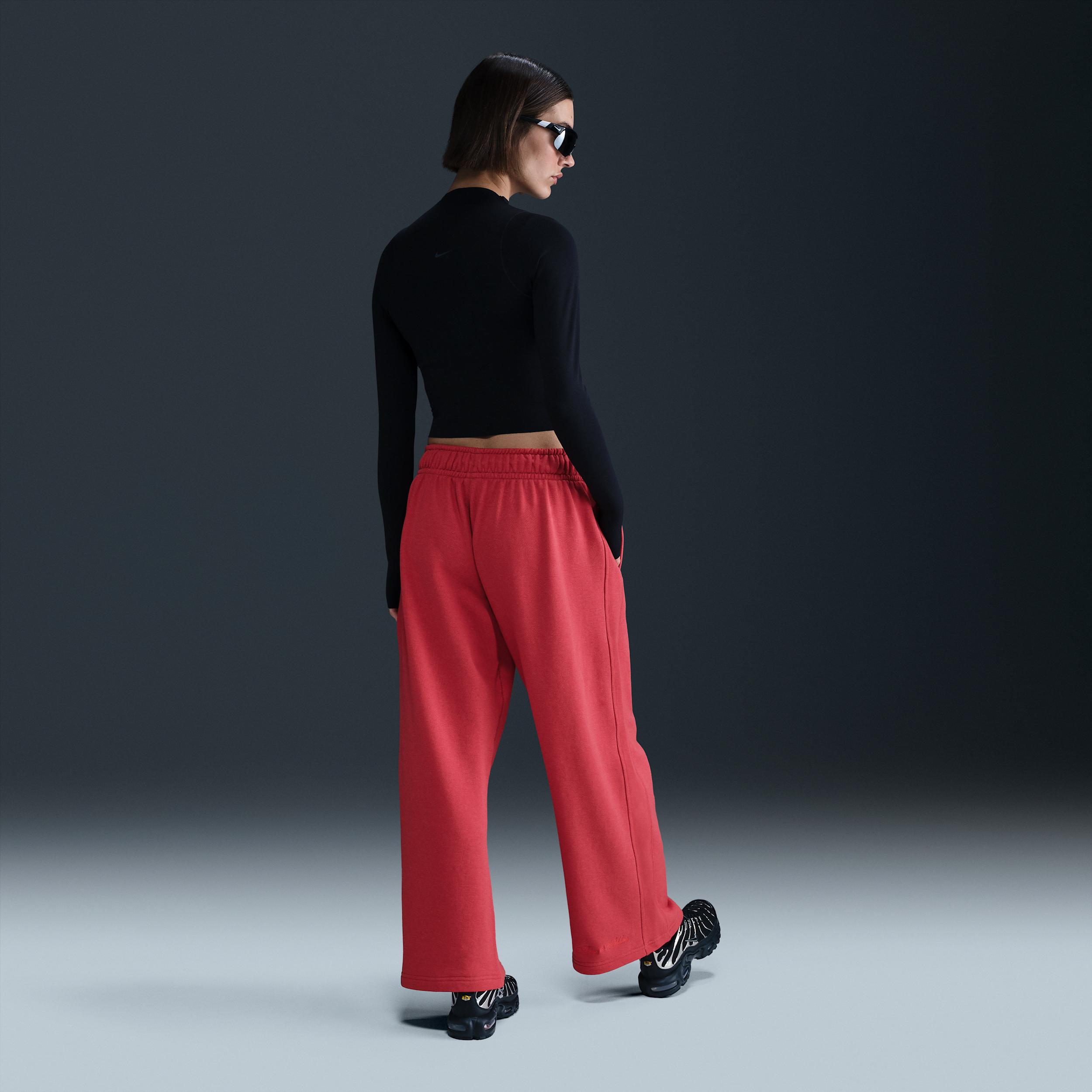 Womens Nike Sportswear Mid-Rise Oversized Open-Hem French Terry Pants | HQ5883-010 Product Image