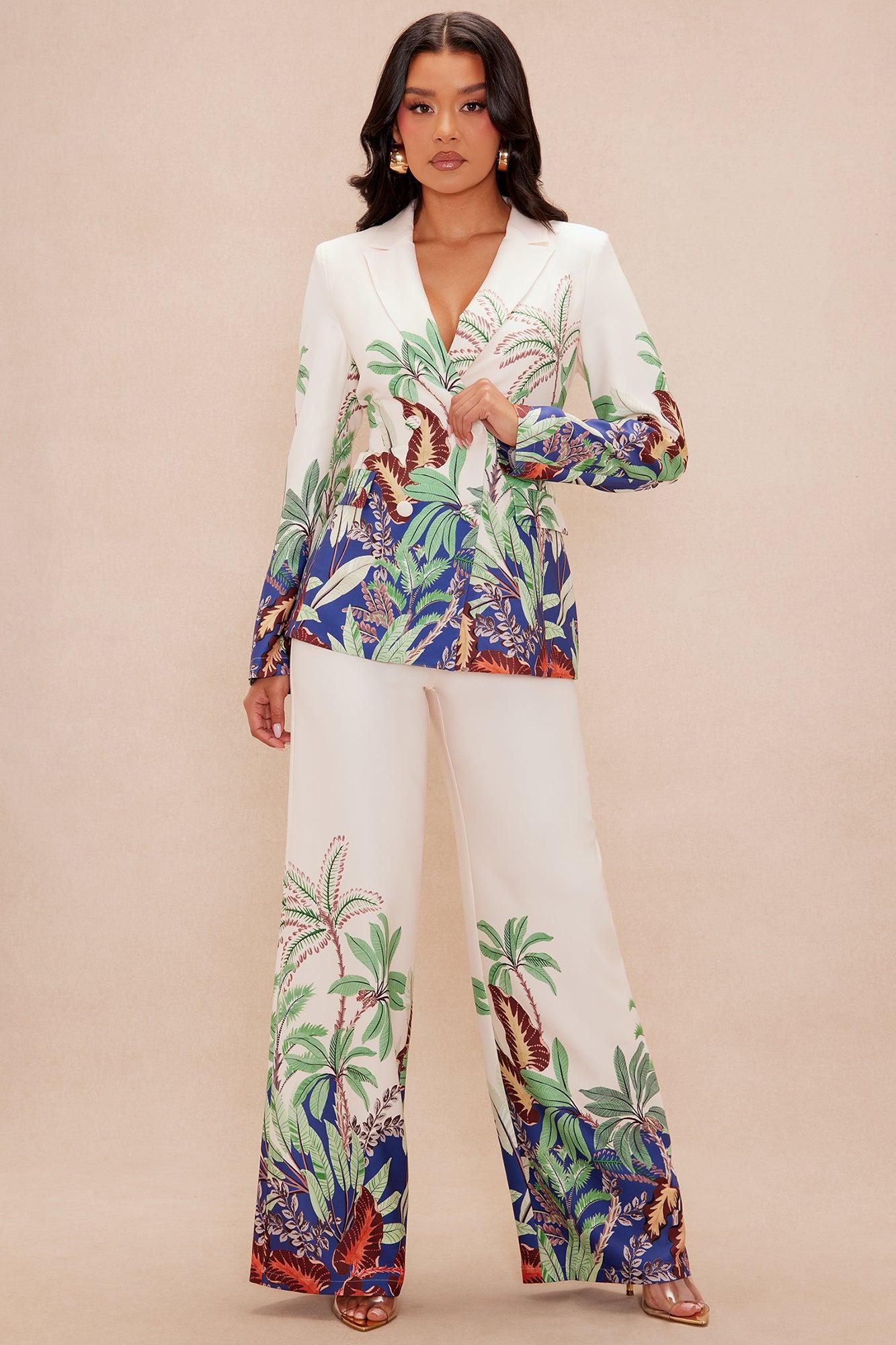 Tropicana Blazer Suit Set - Cream/combo Product Image