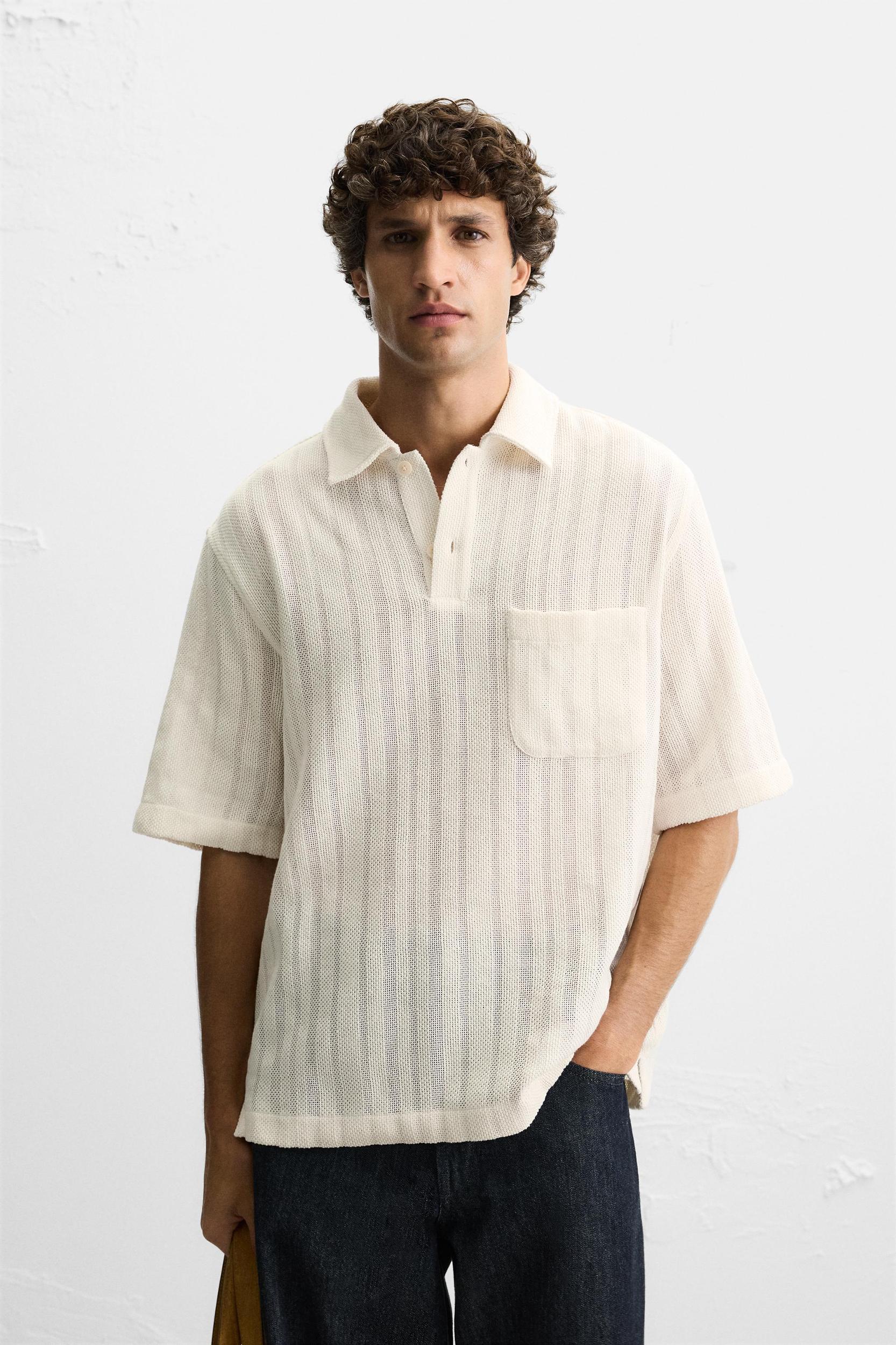 TEXTURED KNIT POLO SHIRT Product Image