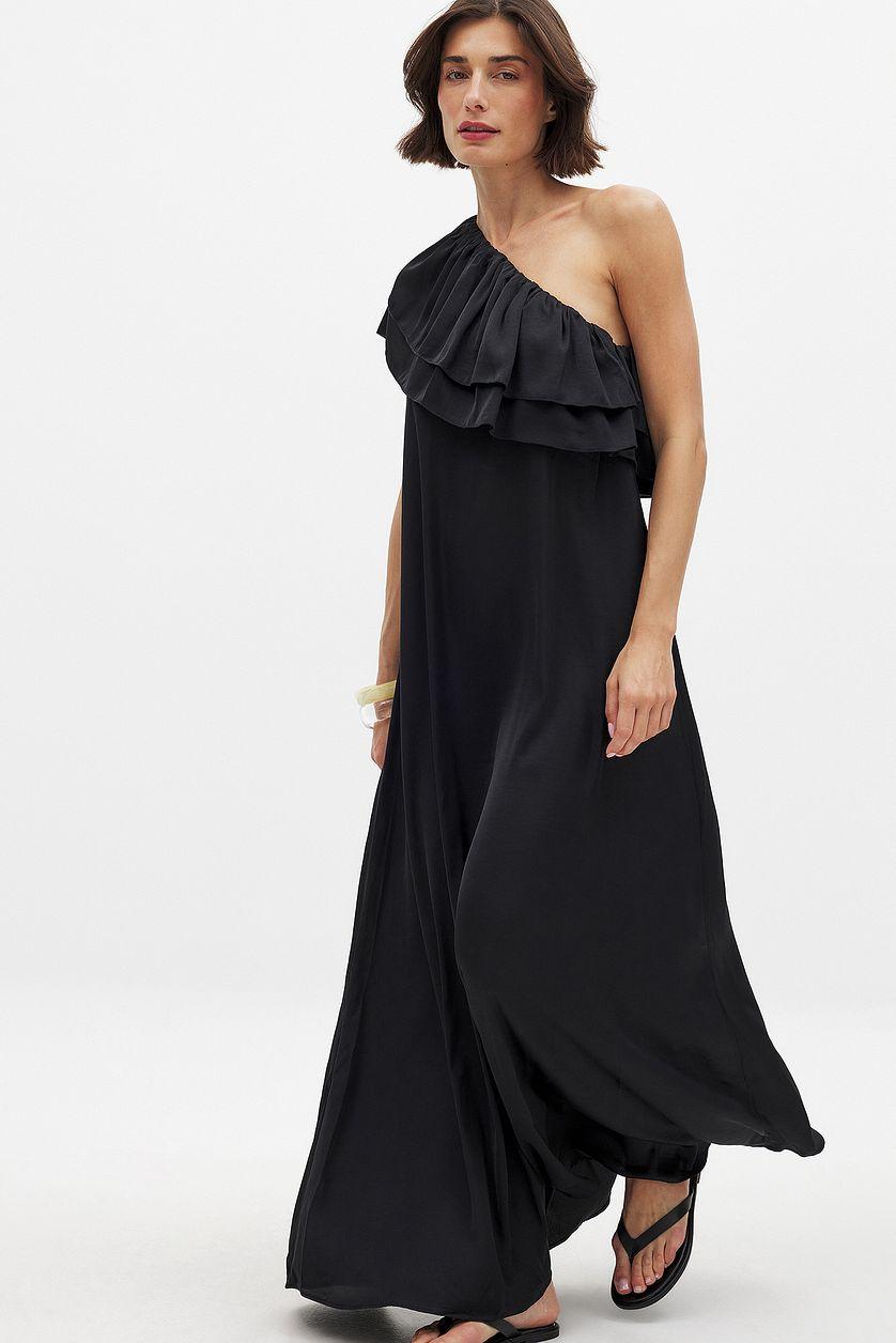 One Shoulder Frill Detail Maxi Dress Product Image