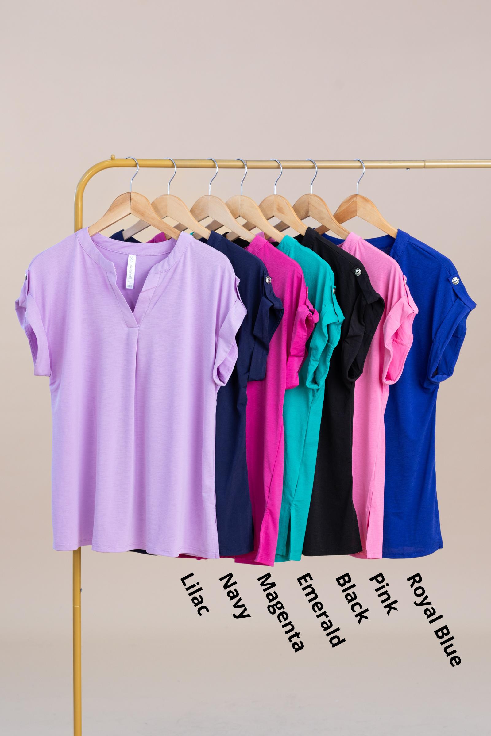 Wrinkle Free Folded Short Sleeve Knit Tops Product Image