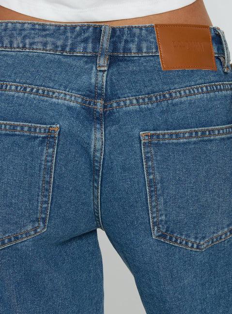 Ramos Low Rise Wide Leg Jeans Mid Blue Wash Product Image