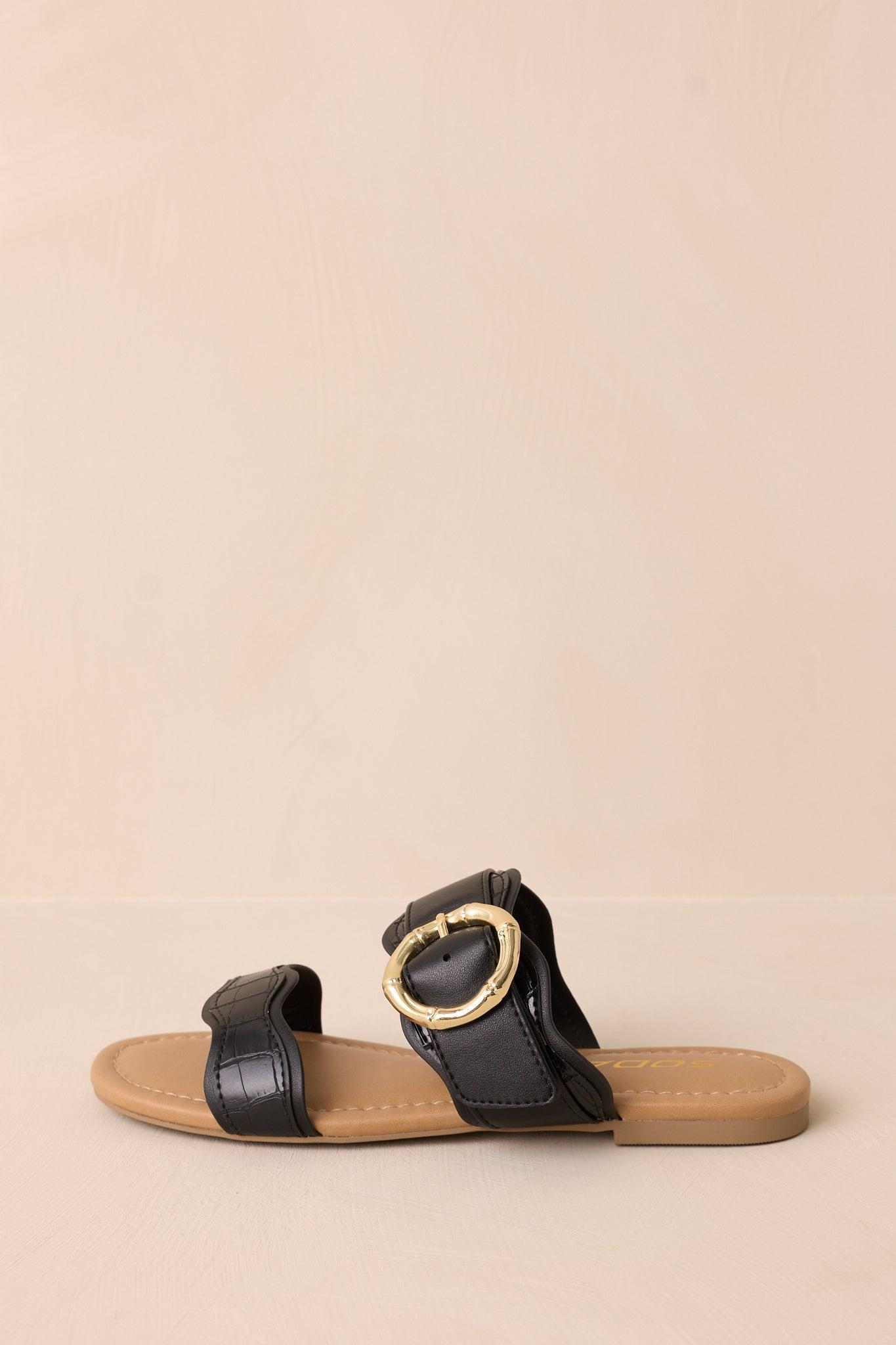 Waves Of My Heart Black Crocodile Sandals Product Image