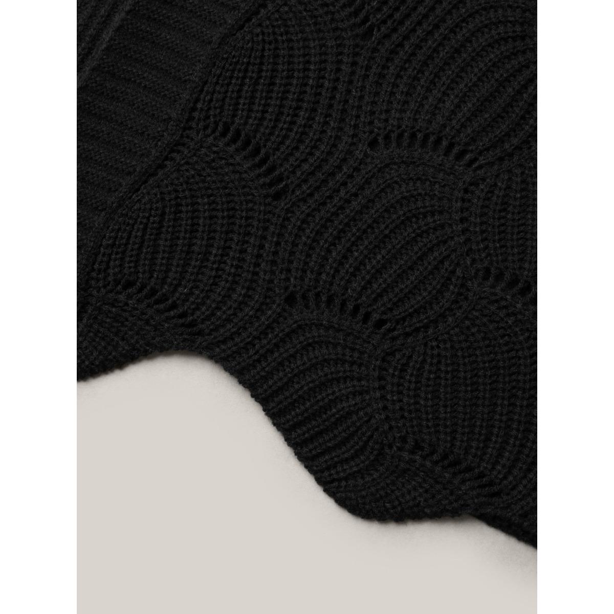 Plus Size Textured Cut-Out Open-Front Cardigan Black Women Leisure Loose Long Sleeve Casual Cardigans BloomChic 30/6X Product Image