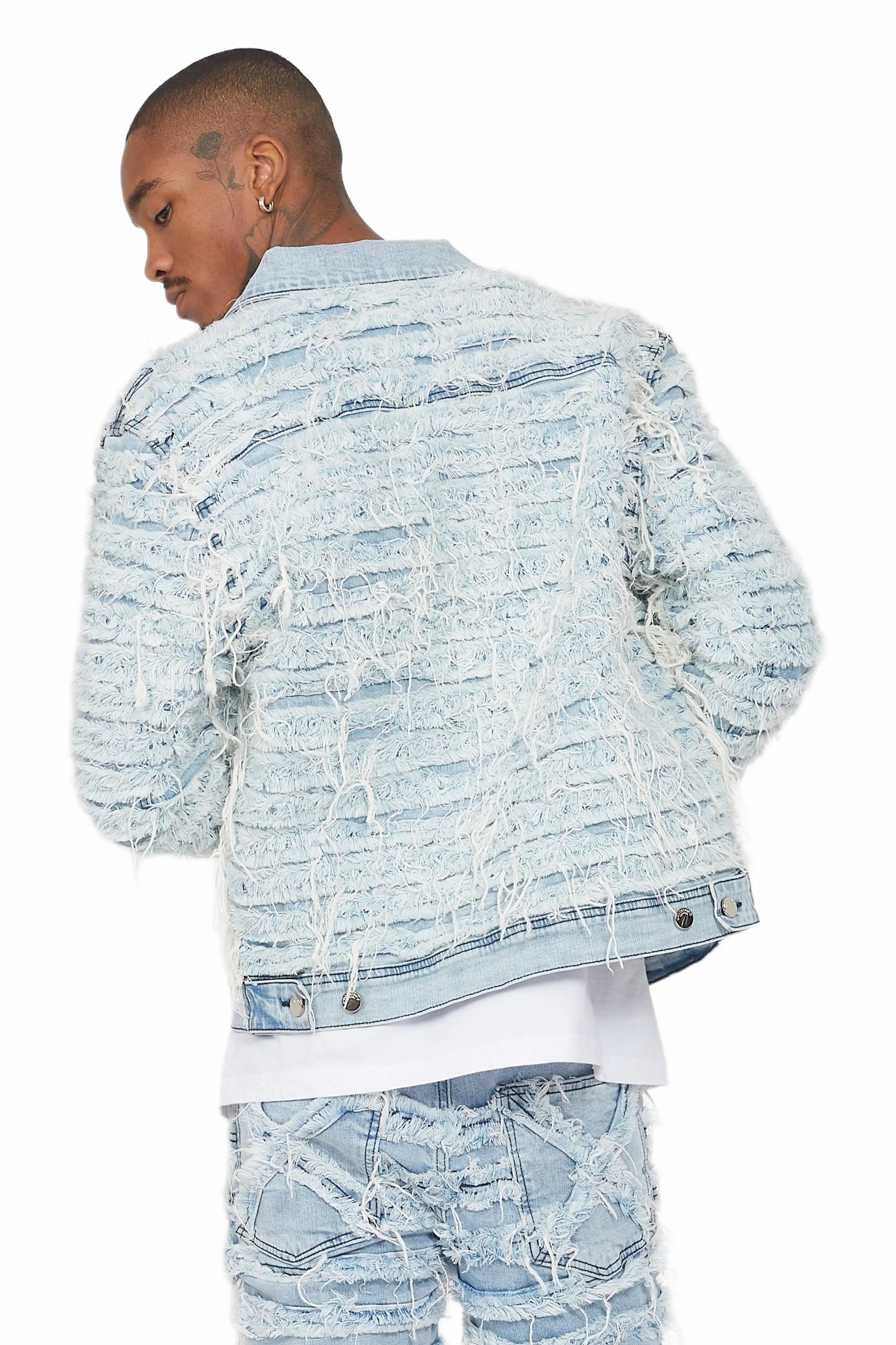 Ayan Blue Distressed Denim Jacket Male Product Image