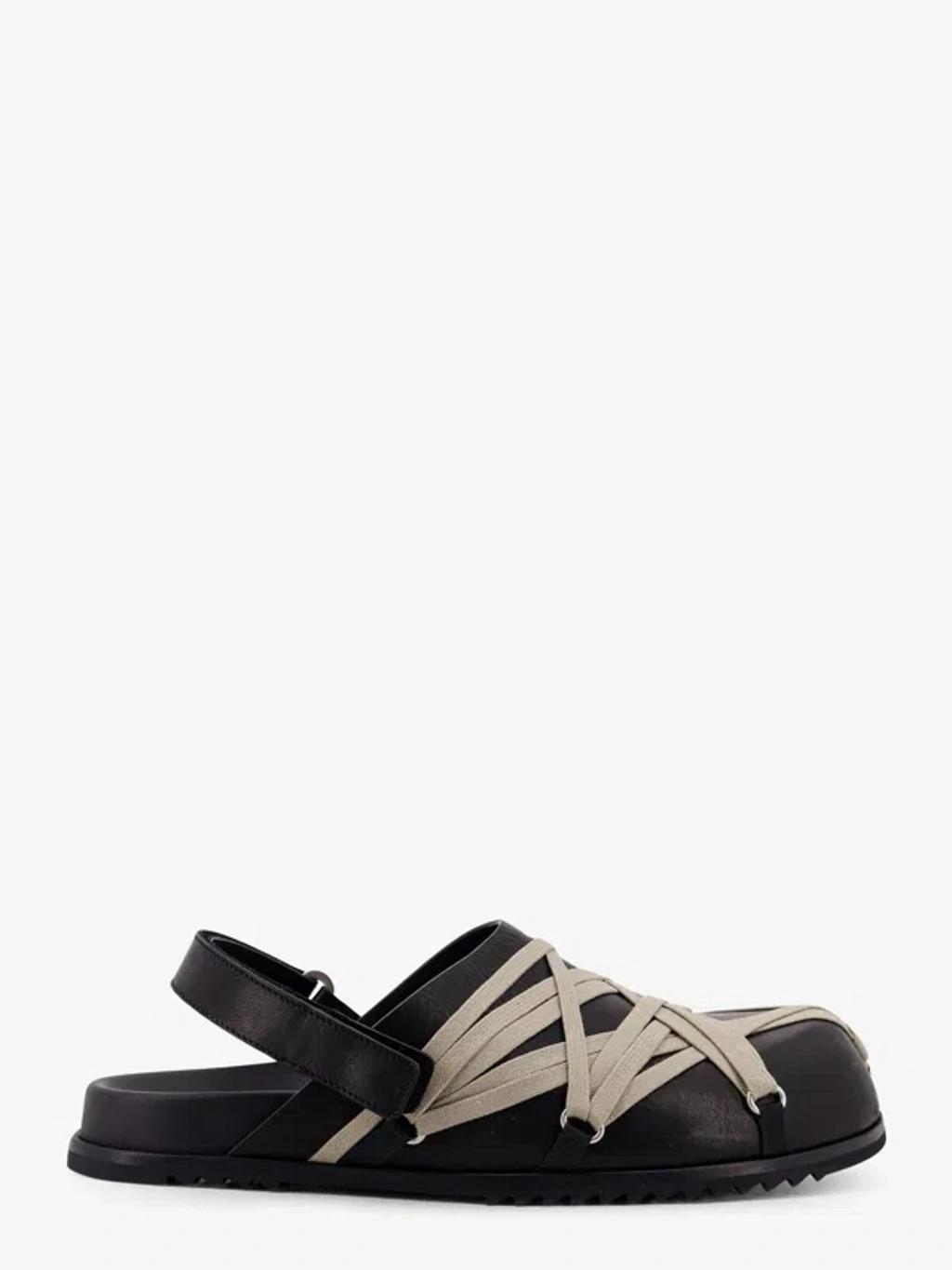 RICK OWENS Leather Loafers With Crisscross Detail In Black Product Image