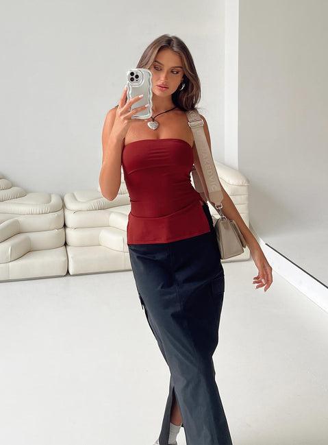 Strutter Strapless Top Burgundy Product Image