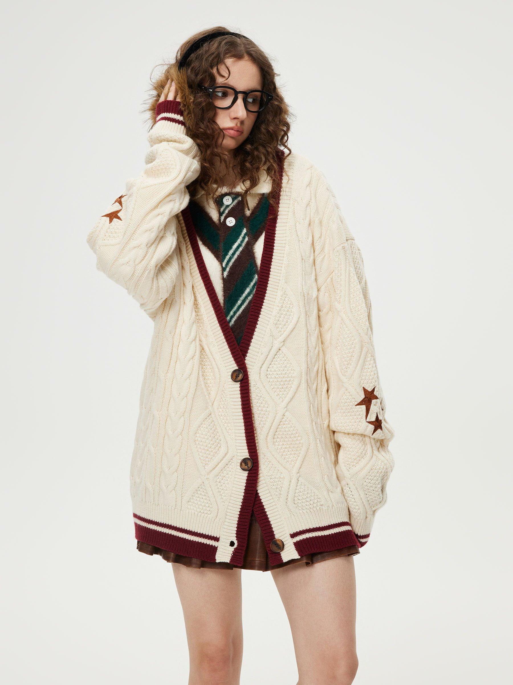 Aelfric Eden Color Blocking Star V-Neck Cardigan Product Image