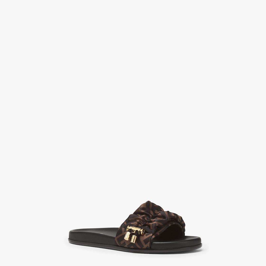 Fendi FeelBrown satin slides Product Image