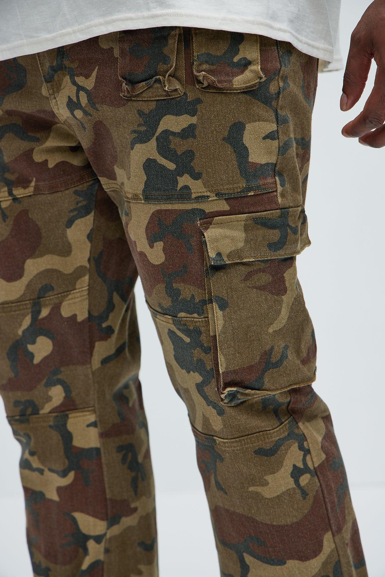 Snap At It Cargo Stacked Skinny Flare Pants - Camouflage Product Image