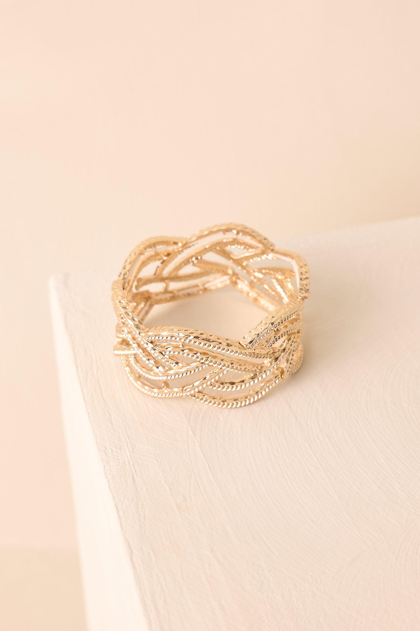 Feeling Just Right Gold Textured Braided Bracelet Product Image