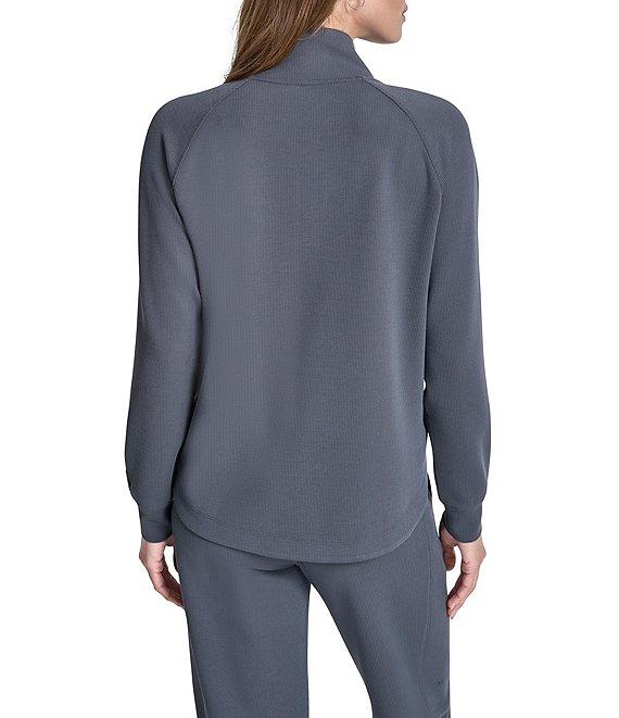 DKNY Sport by Donna Karan Coordinating Highline Rib Knit Mock Neck Long Sleeve Front Full Zip Jacket Product Image