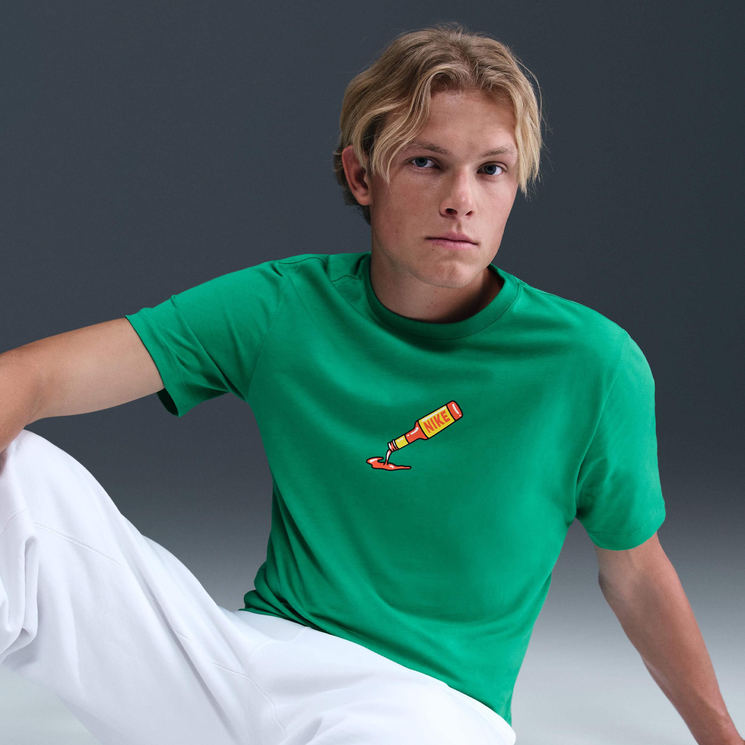 Nike Mens Nike NSW Basketball T-Shirt OC 2 - Mens Stadium Green/Red Product Image