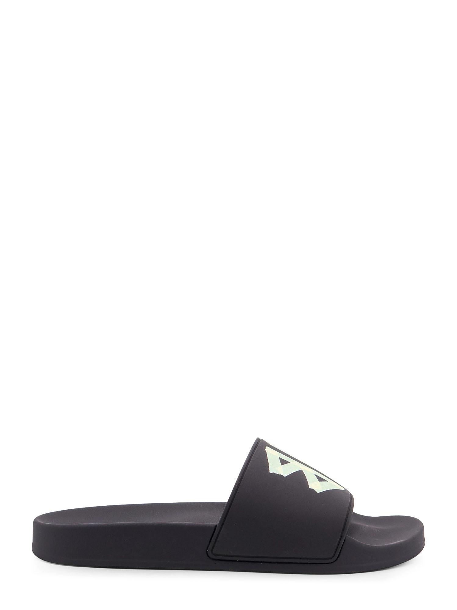 BALENCIAGA Black Sandals With Maxi Contrasting Logo In Tech Fabric Man In Multicolor Product Image