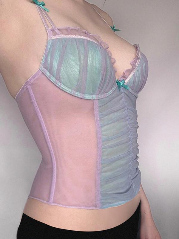 Pure Lust Mesh Patchwork Colour Blocking Cami Top Product Image