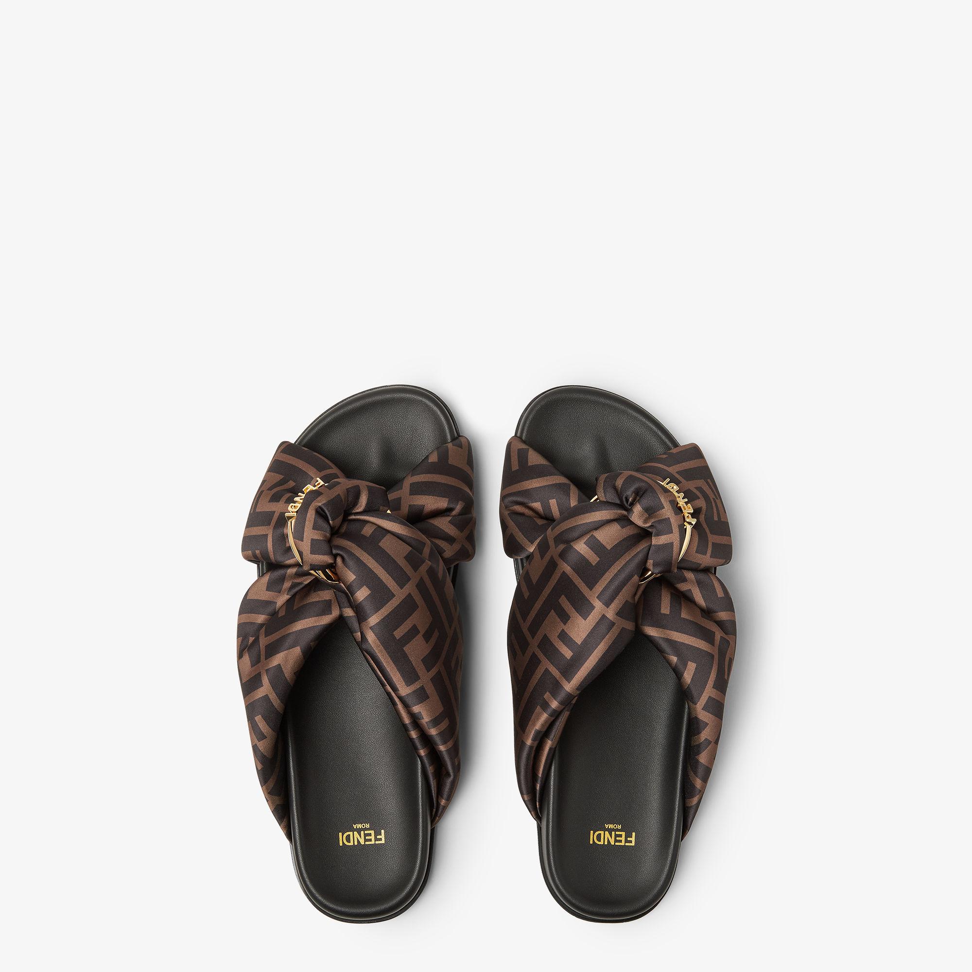 Fendi FeelBrown FF satin slides Product Image