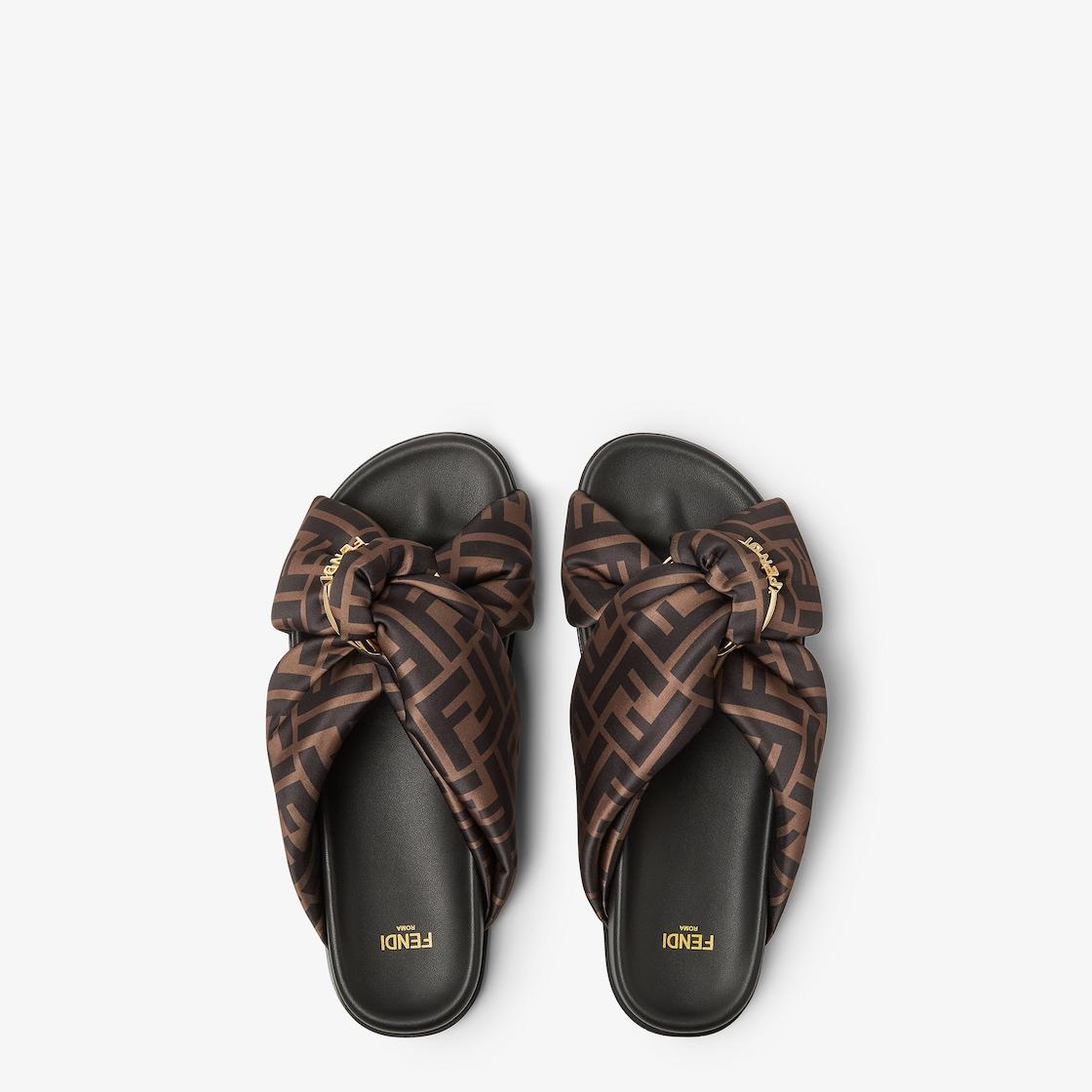 Fendi FeelBrown FF satin slides Product Image