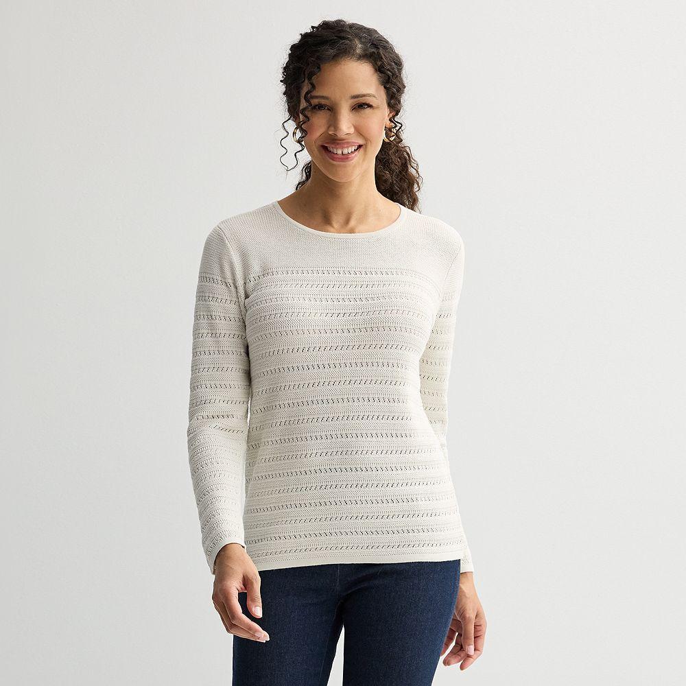 Women's Croft & Barrow® Crewneck Yoke Textured Pullover Sweater, Size: XL, Red Wind Product Image