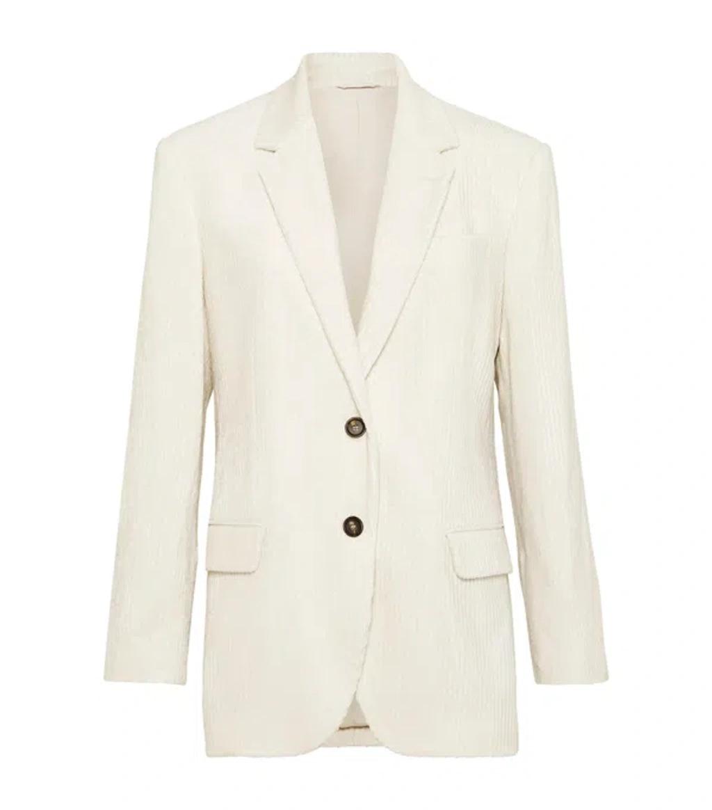 BRUNELLO CUCINELLI Single Breast Linen Jacket In Light Beige Product Image