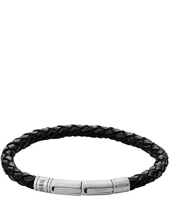 Fossil Men's Skinny Braid Leather Adjustable Bracelet Product Image