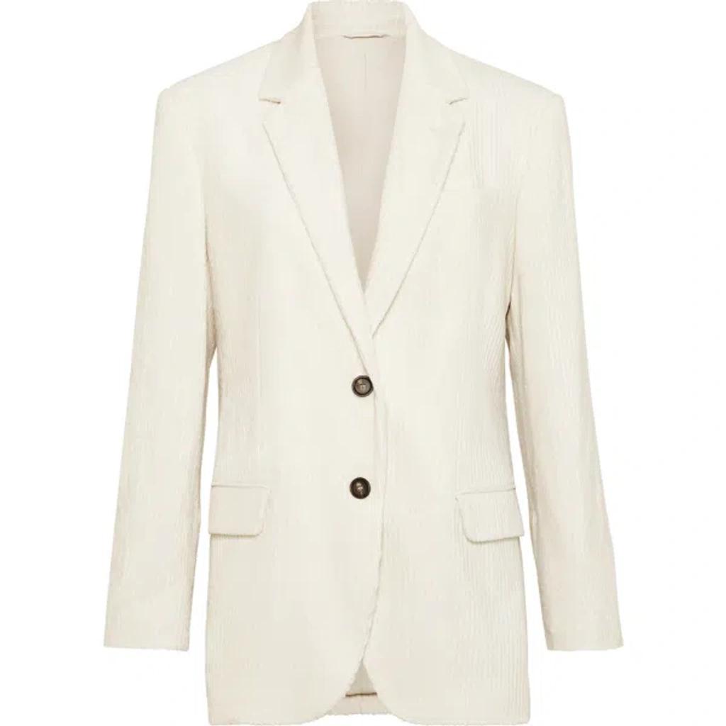 BRUNELLO CUCINELLI Single Breast Linen Jacket In Light Beige Product Image