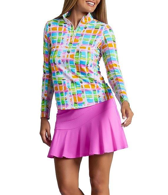 IBKUL Tatiana Print 1/4 Zip Mock Neck Long Sleeve Top Product Image