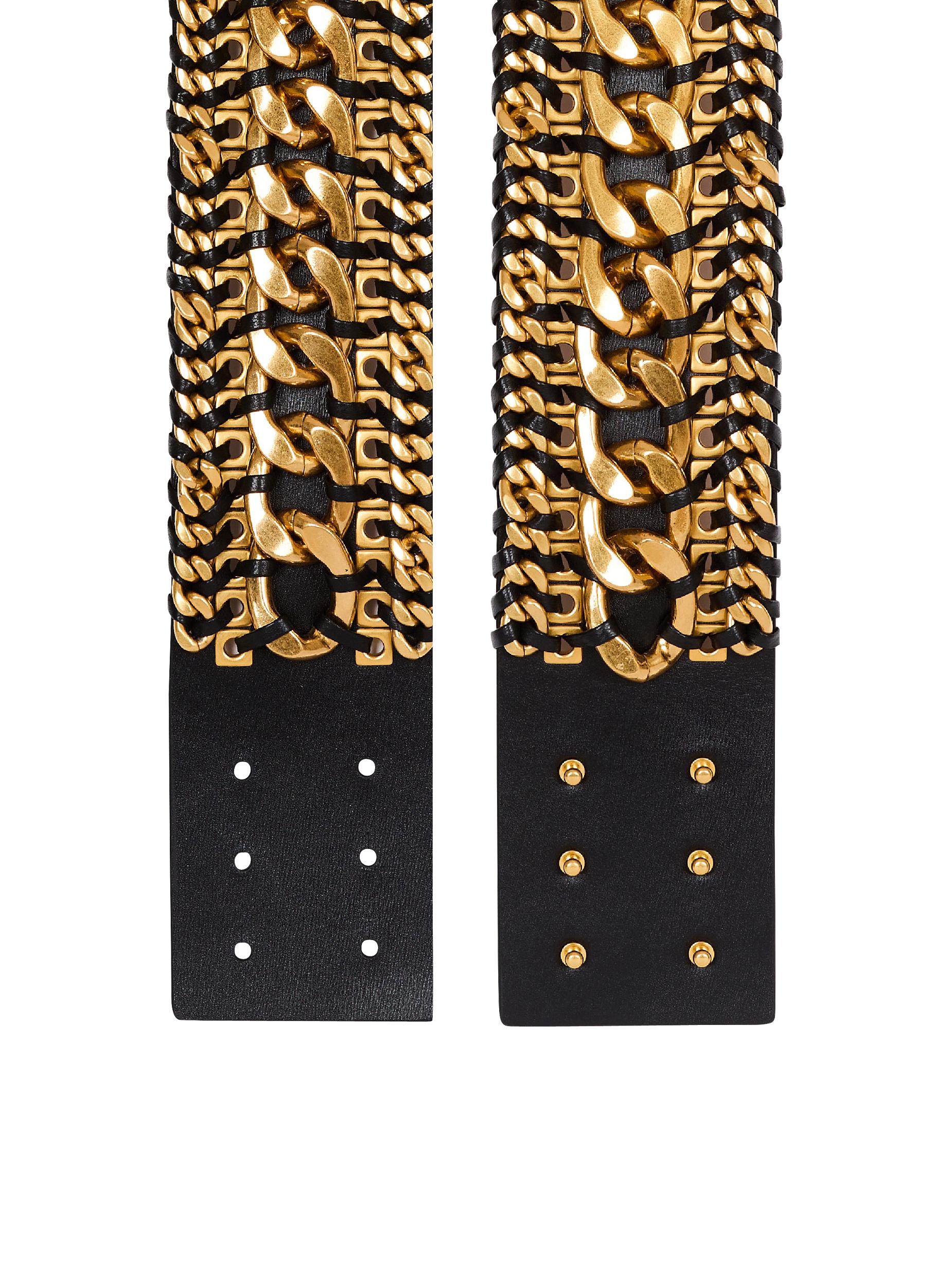 Wide waist belt in braided chains and leather Product Image