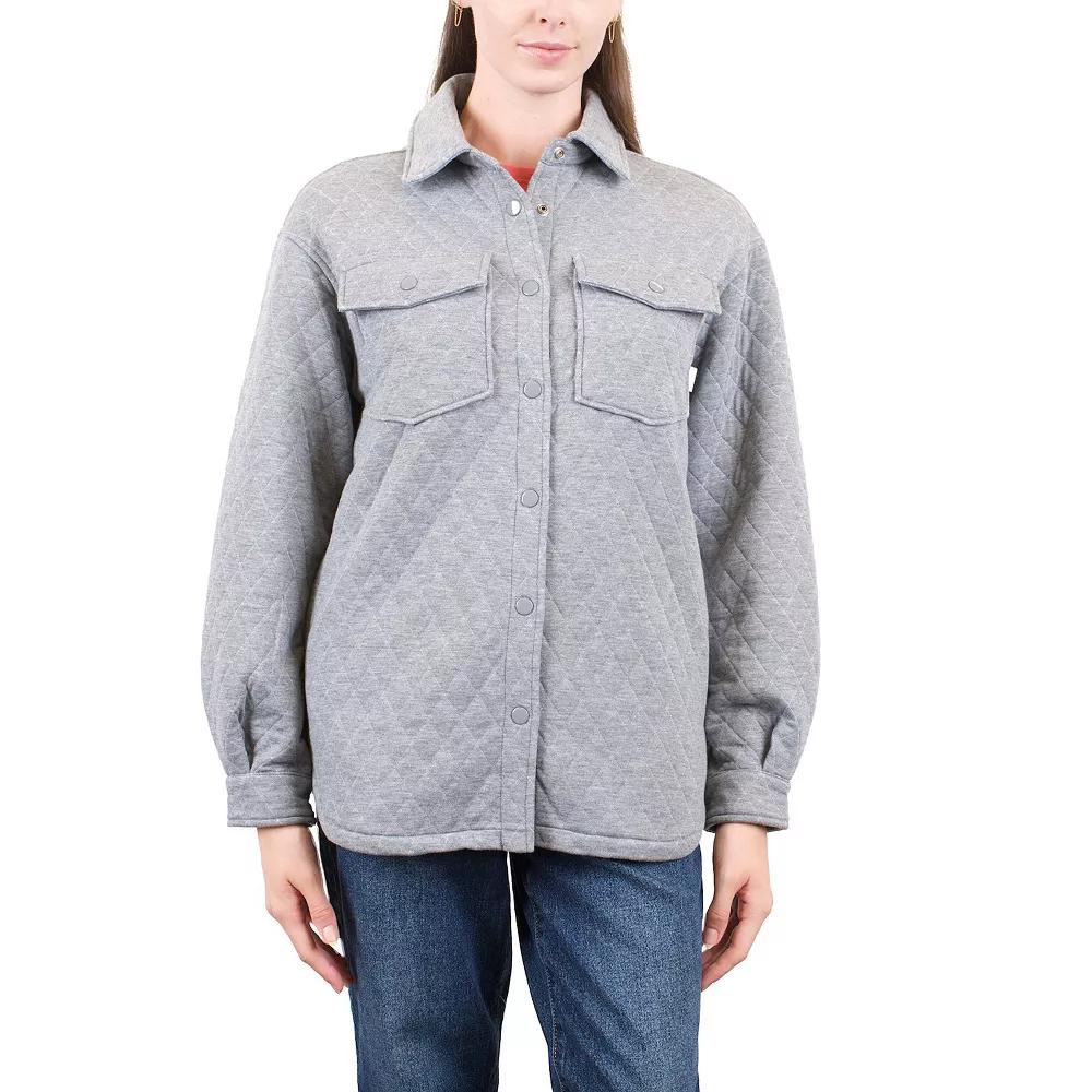 Women's Mountain and Isles Diamond Quilted Shirt Jacket, Size: Medium, Grey Product Image