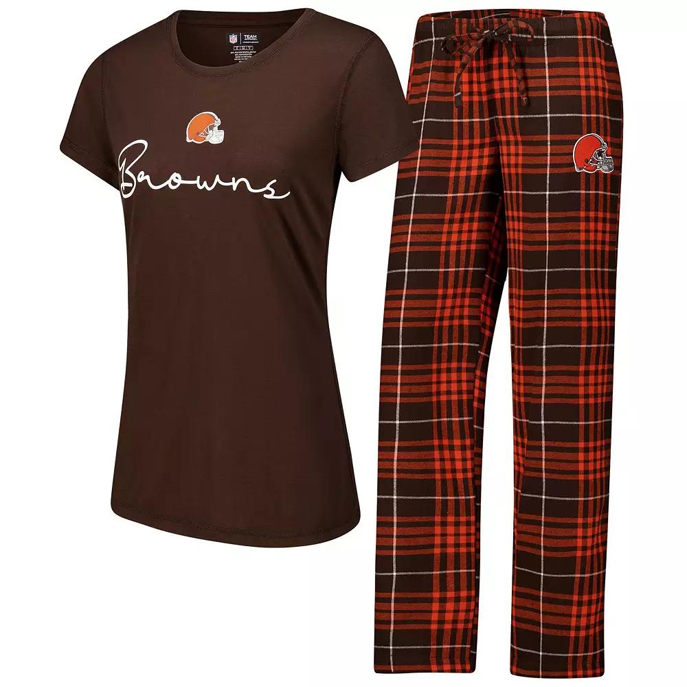 Women's Concepts Sport Cleveland Browns Vector T-Shirt & Flannel Pants Sleep Set, Size: 3XL Product Image