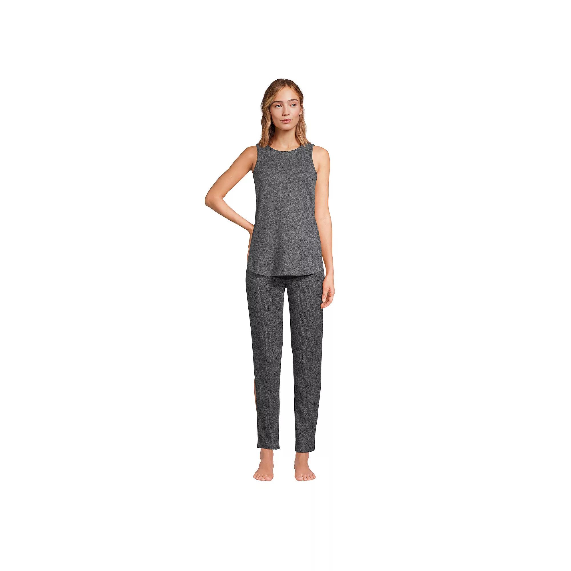 Petite Lands' End Women's Cozy 3-Piece Pajama Top, Pajama Pants and Robe Sleep Set, Size: Large Petite, Gray Melange Product Image