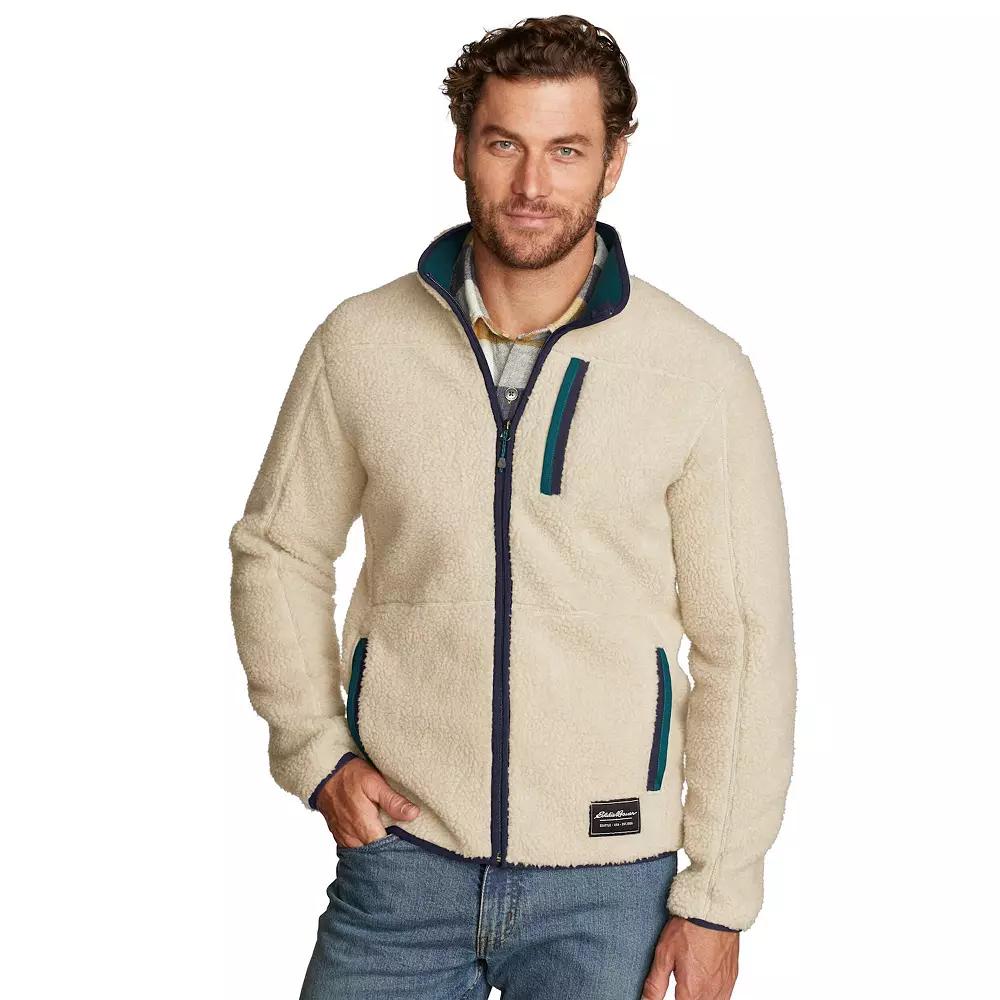 Men's Eddie Bauer Chilali Faux Shearling Fleece Full-Zip Jacket, Size: Large, Oyster Product Image