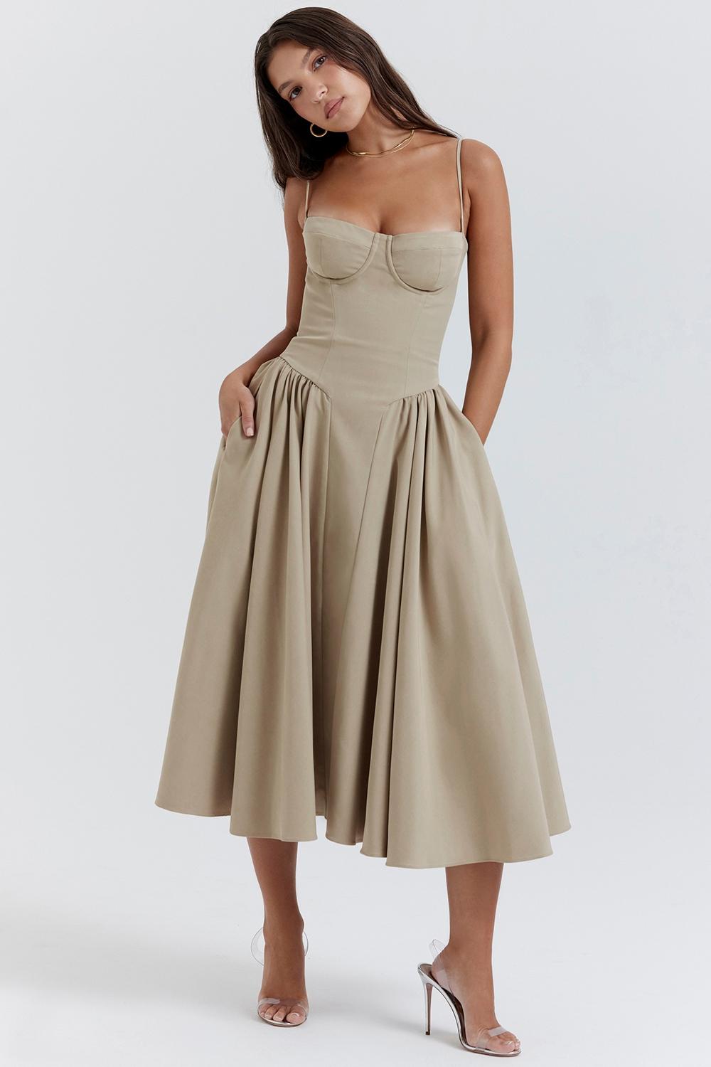 Samaria  taupe corset sundress Product Image