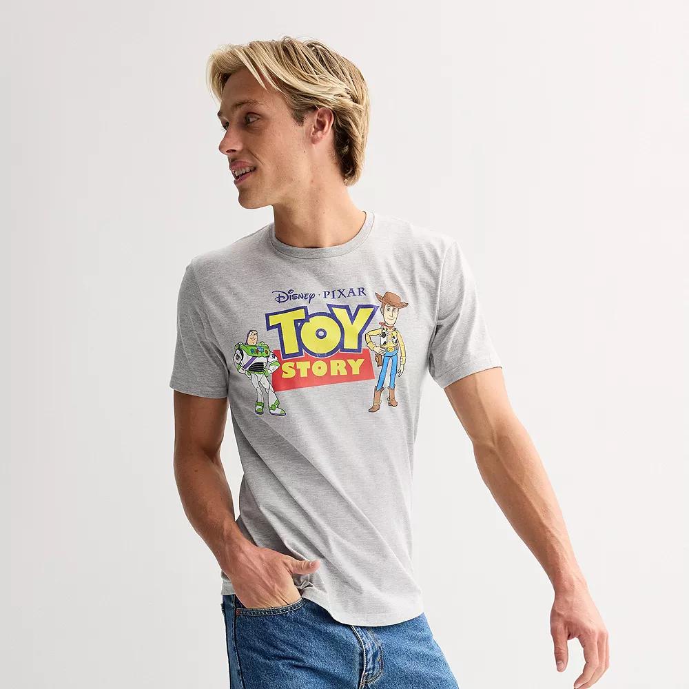 Disney / Pixar's Toy Story Men's Buzz & Woody Title Graphic Tee, Size: Large, Grey Gray Product Image