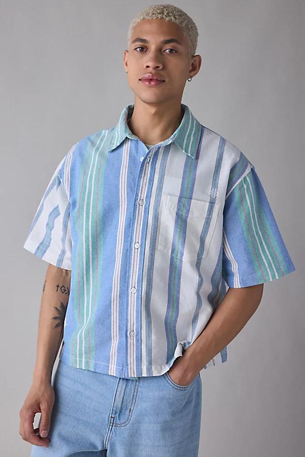 Urban Outfitters UO Stripe Pattern Cutoff Oxford Shirt Top Mens at Urban Outfitters Product Image
